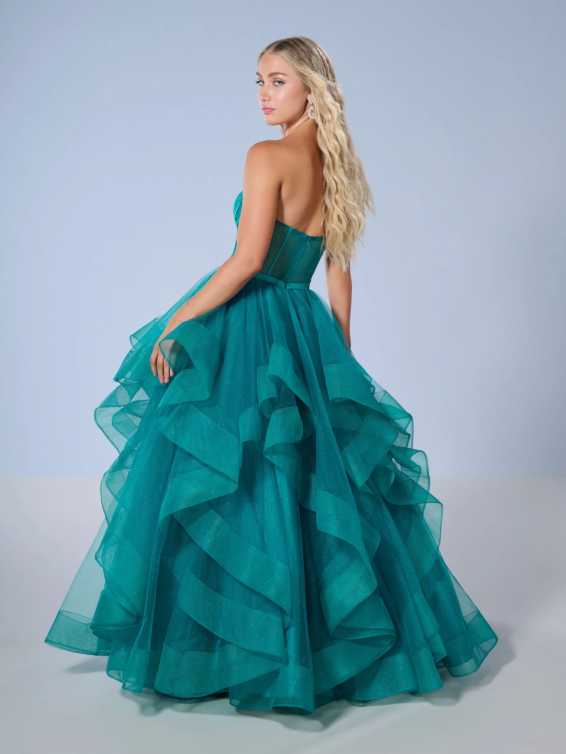 Strapless Layered A-line Gown by Tiffany Designs 16245