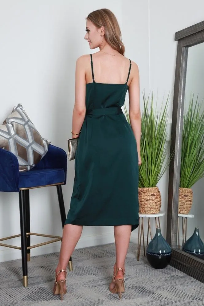 Strappy Tie Side Satin Wrap Dress by Double Second