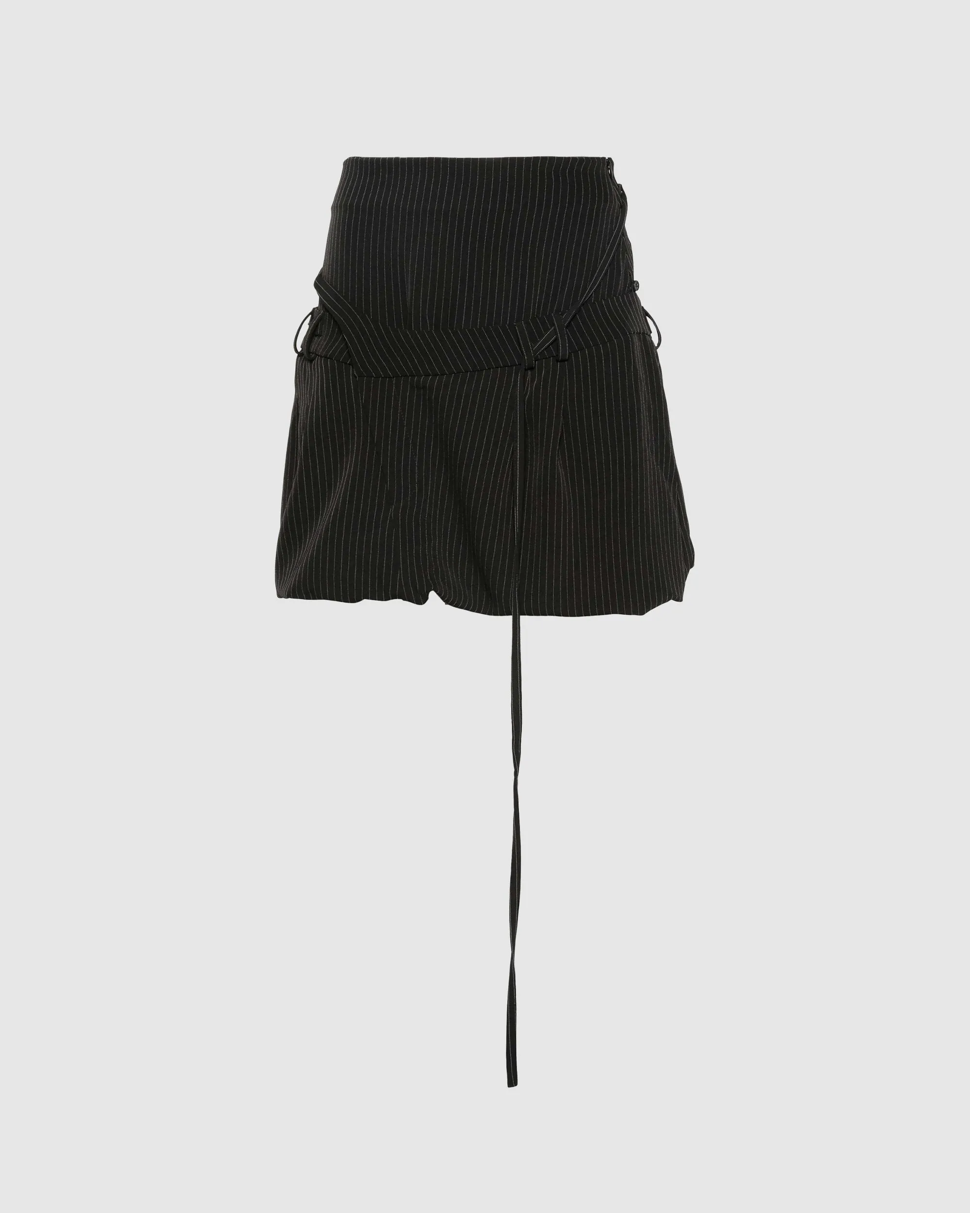 Suit Drape Skirt Black Pinstripe