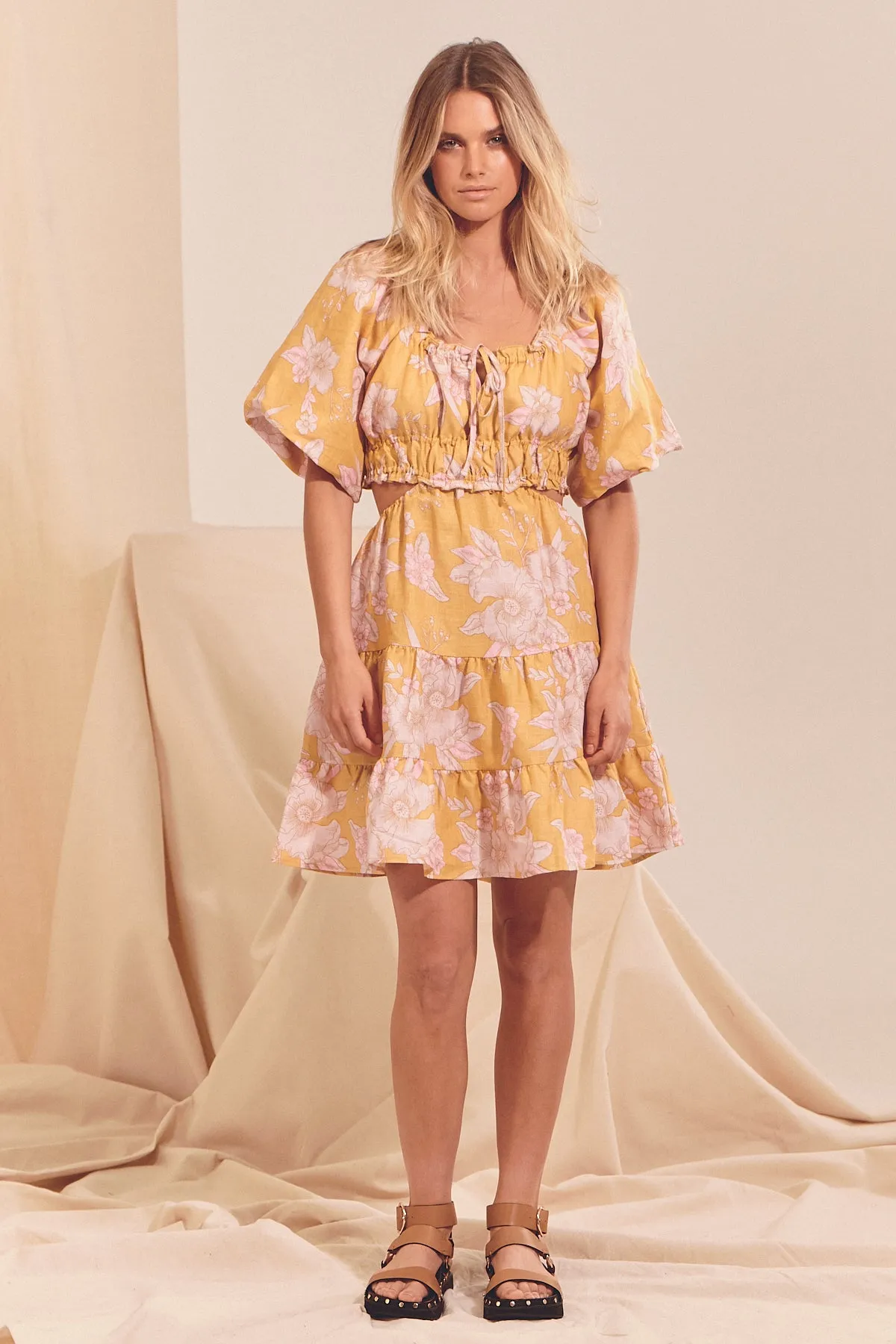Summer Linen Mini Dress - Hawaii Sunrise