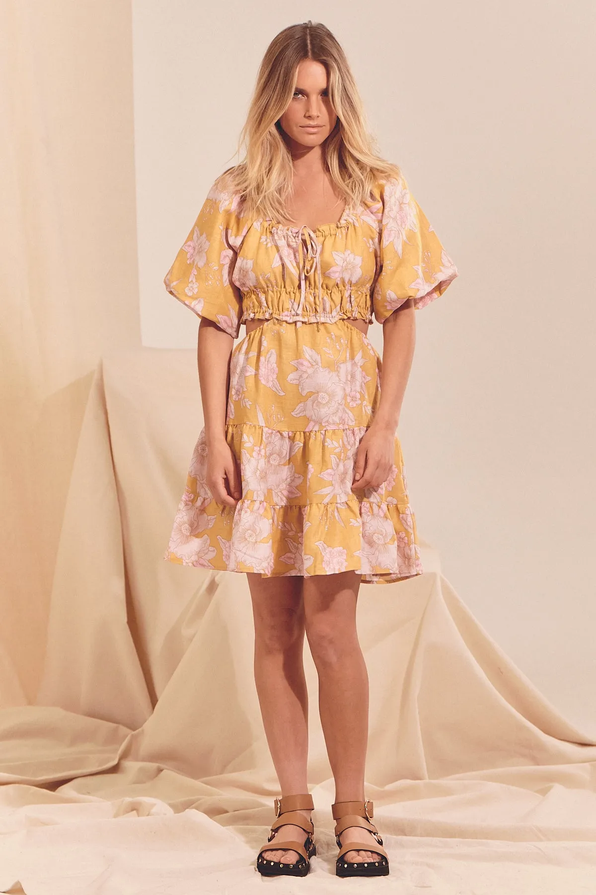 Summer Linen Mini Dress - Hawaii Sunrise