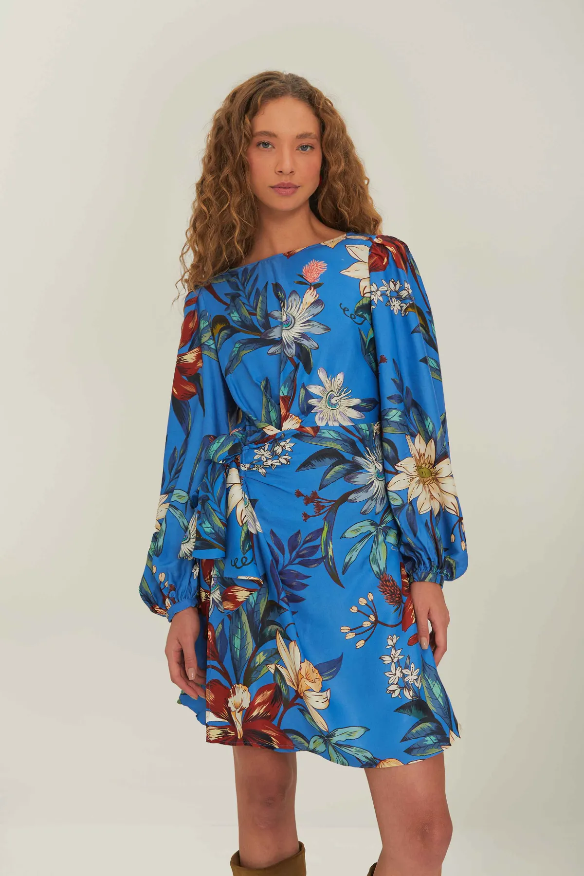 Surreal Flowers Blue Wrap Mini Dress