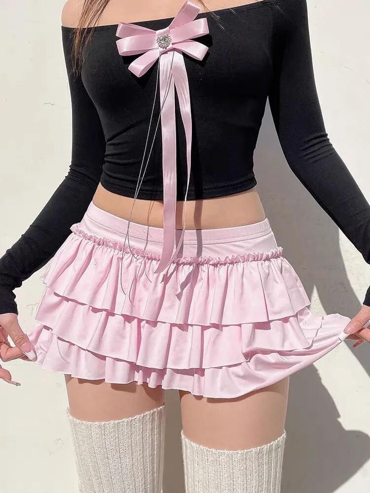 Sweetheart bow layered skirt
