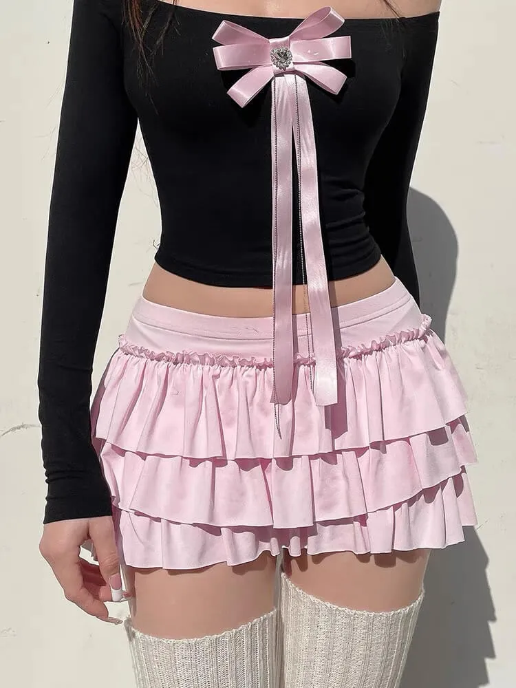 Sweetheart bow layered skirt