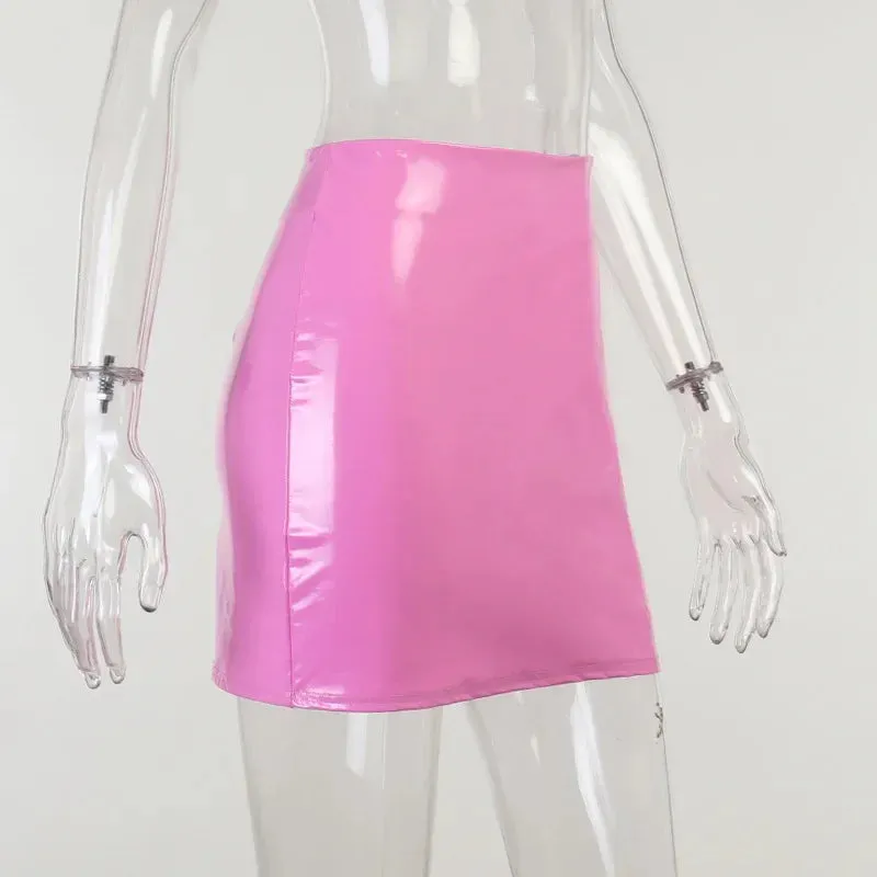 Trend4us Women’s Sleek Shiny PVC Mini Skirt