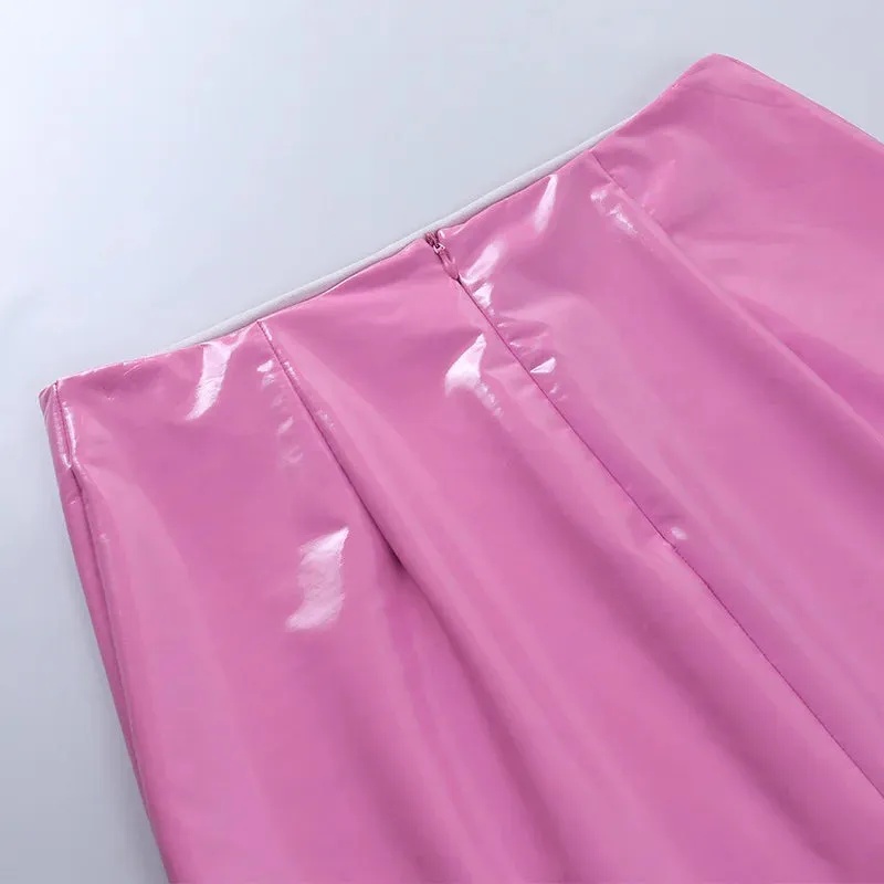 Trend4us Women’s Sleek Shiny PVC Mini Skirt