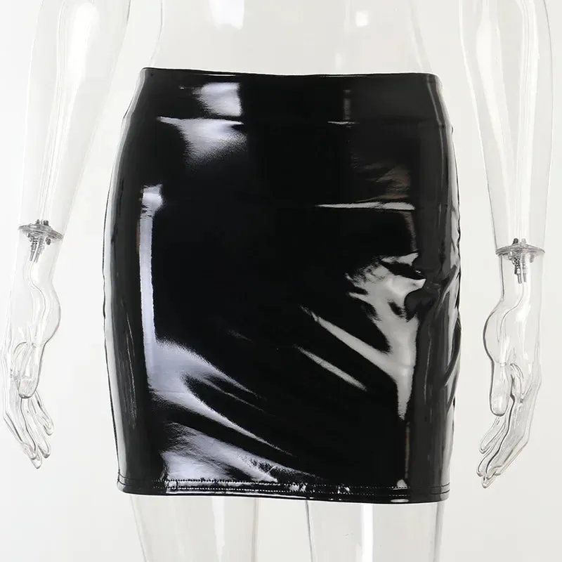 Trend4us Women’s Sleek Shiny PVC Mini Skirt