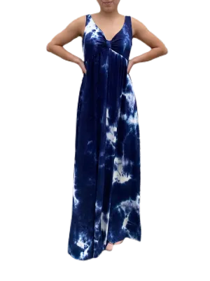 V neck maxi dress  in our indigo tie dye Jersey