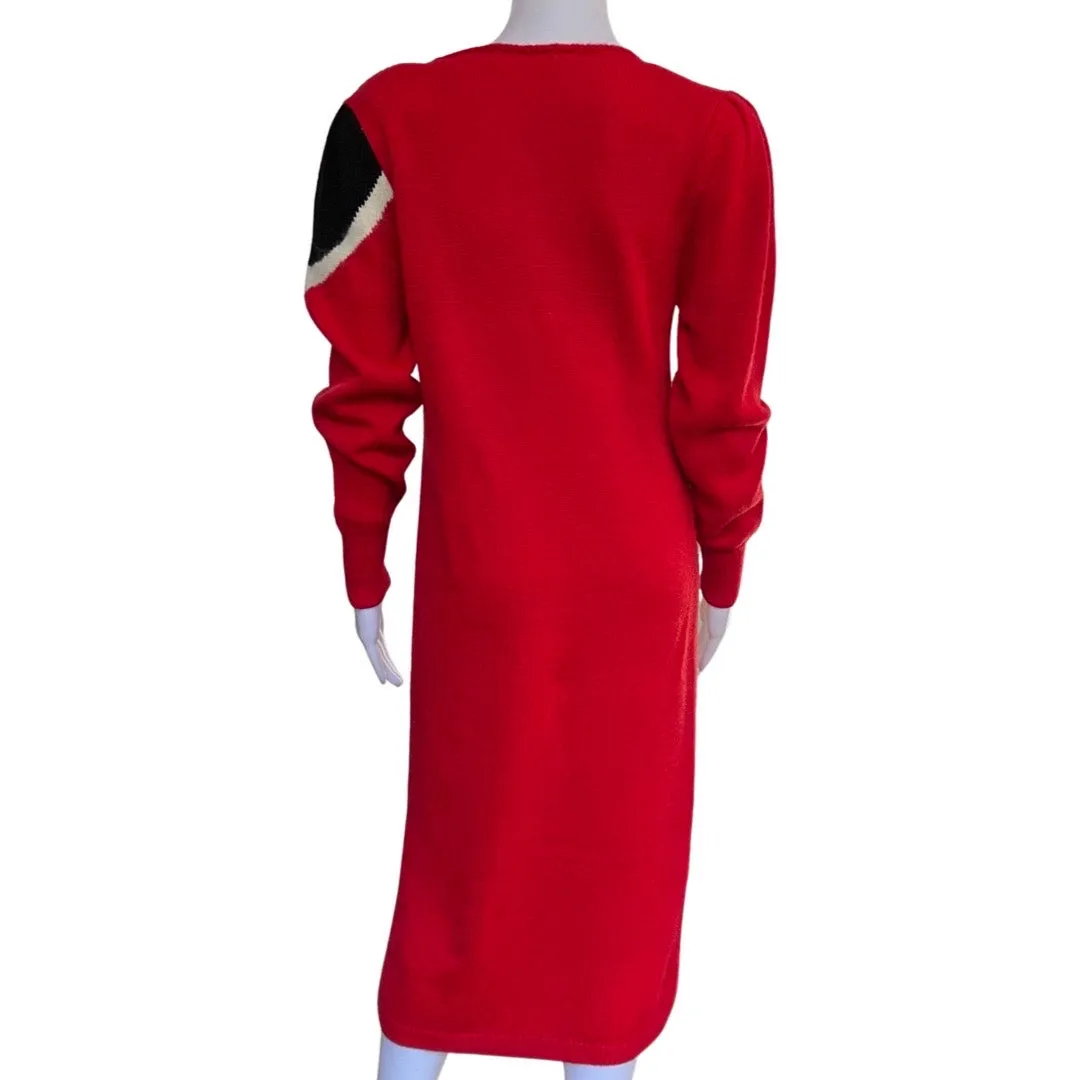 Vintage 1980s John Richard Graphic Print Sweater Dress