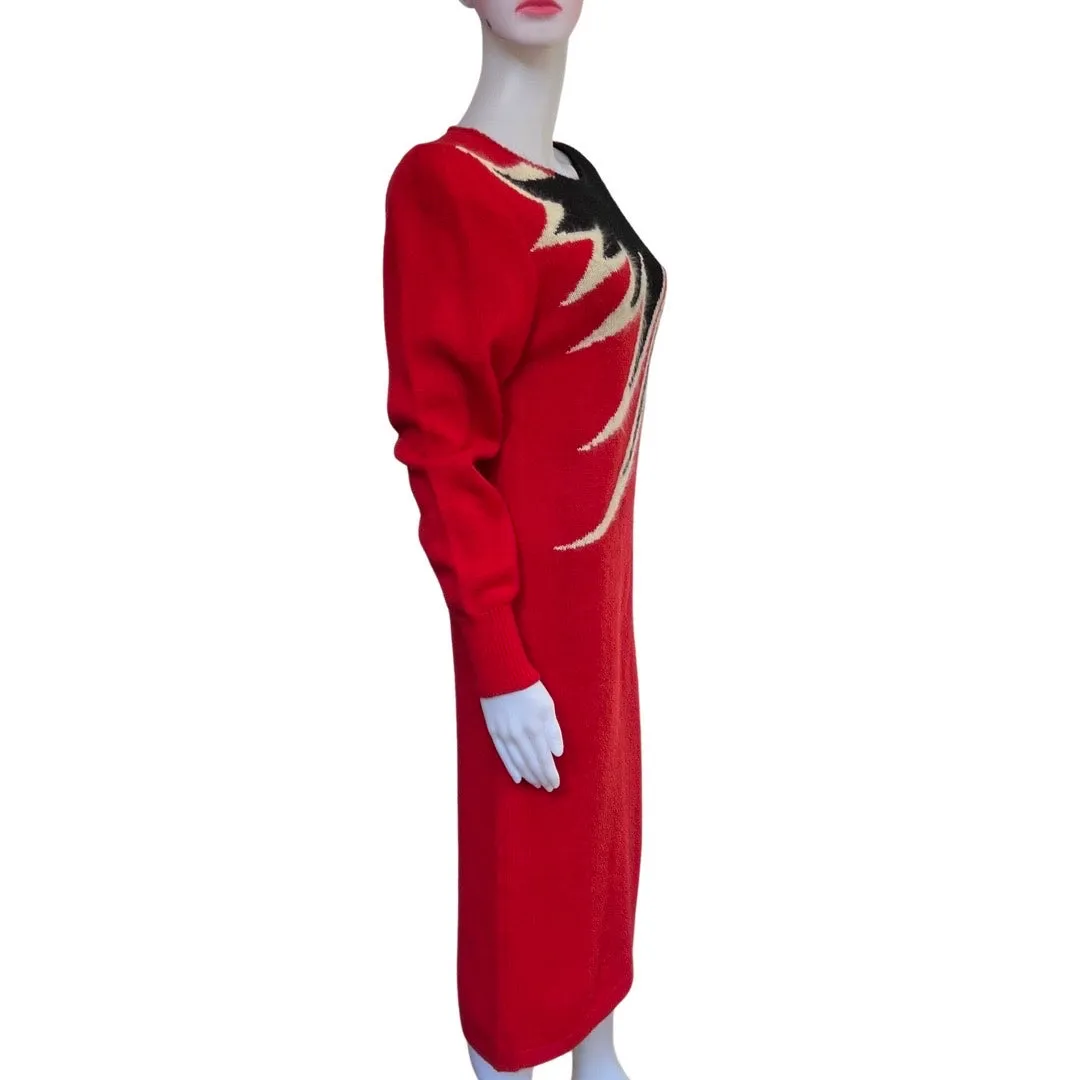 Vintage 1980s John Richard Graphic Print Sweater Dress