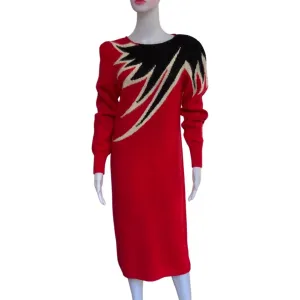 Vintage 1980s John Richard Graphic Print Sweater Dress