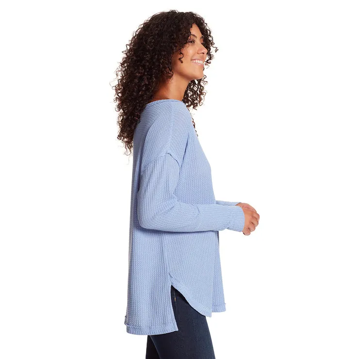 Vintage America Women's Thermal Knit Oversized Long Sleeve Shirt