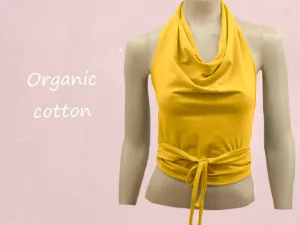 Wikkel top in bio katoenen slubtricot / wrap top in organic cotton  slub jersey