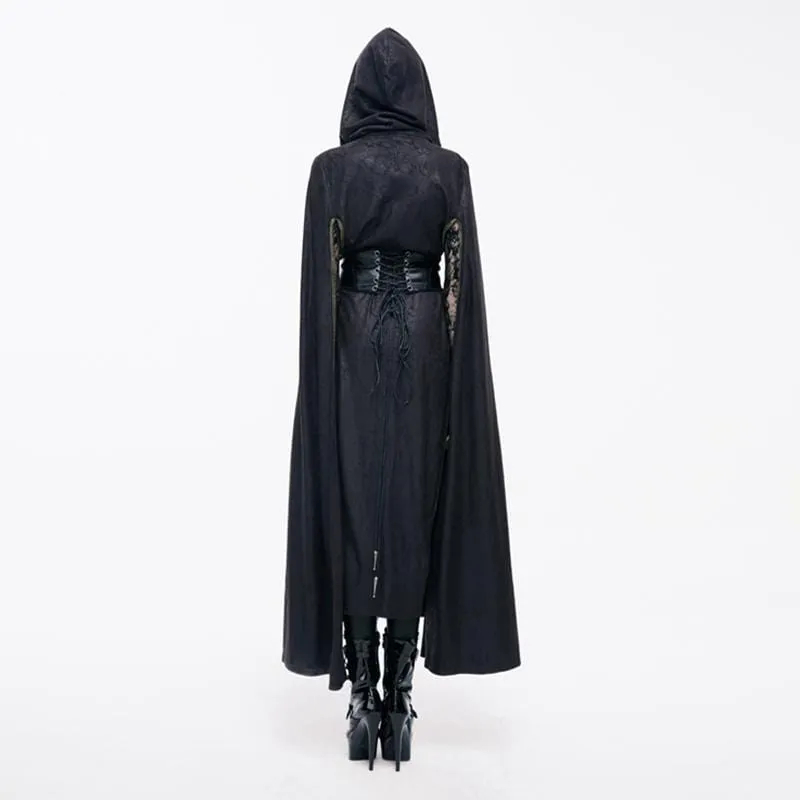 Women's Hooded Goth Cape With Long Slits