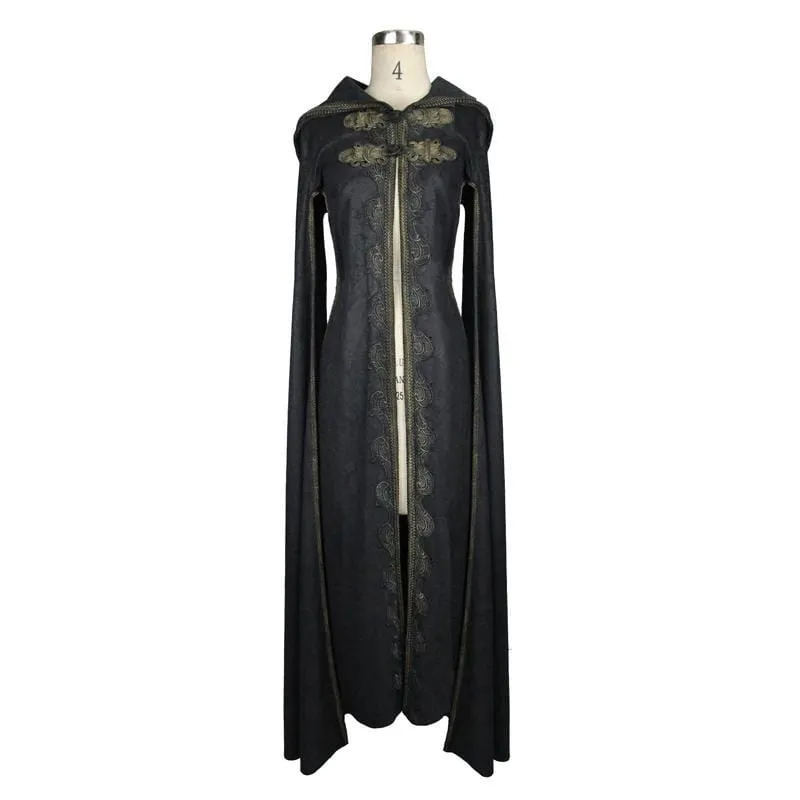 Women's Hooded Goth Cape With Long Slits