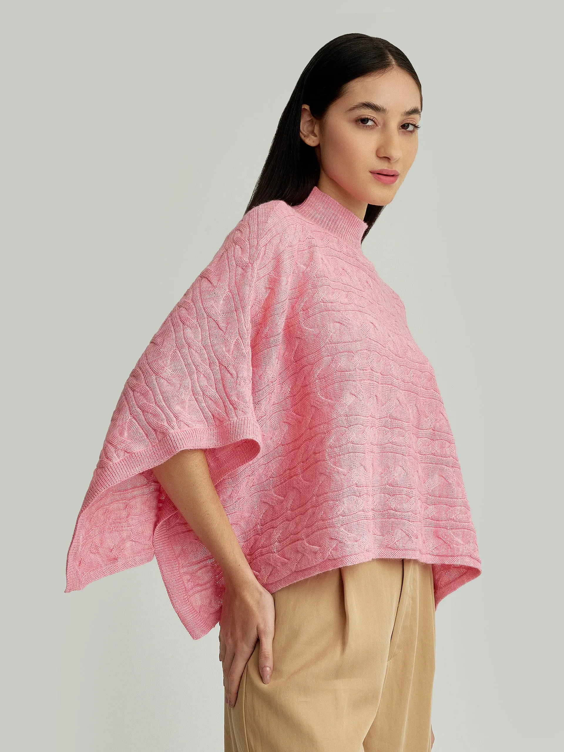Yanina Poncho Baby Alpaca Color Pink