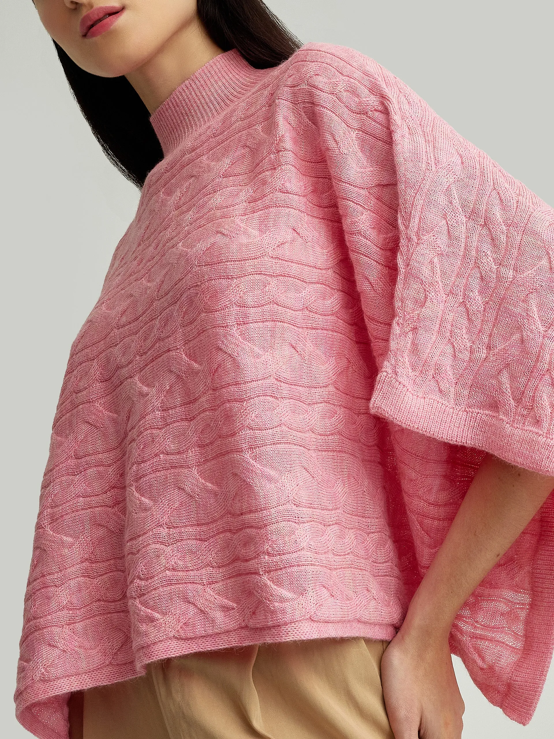 Yanina Poncho Baby Alpaca Color Pink