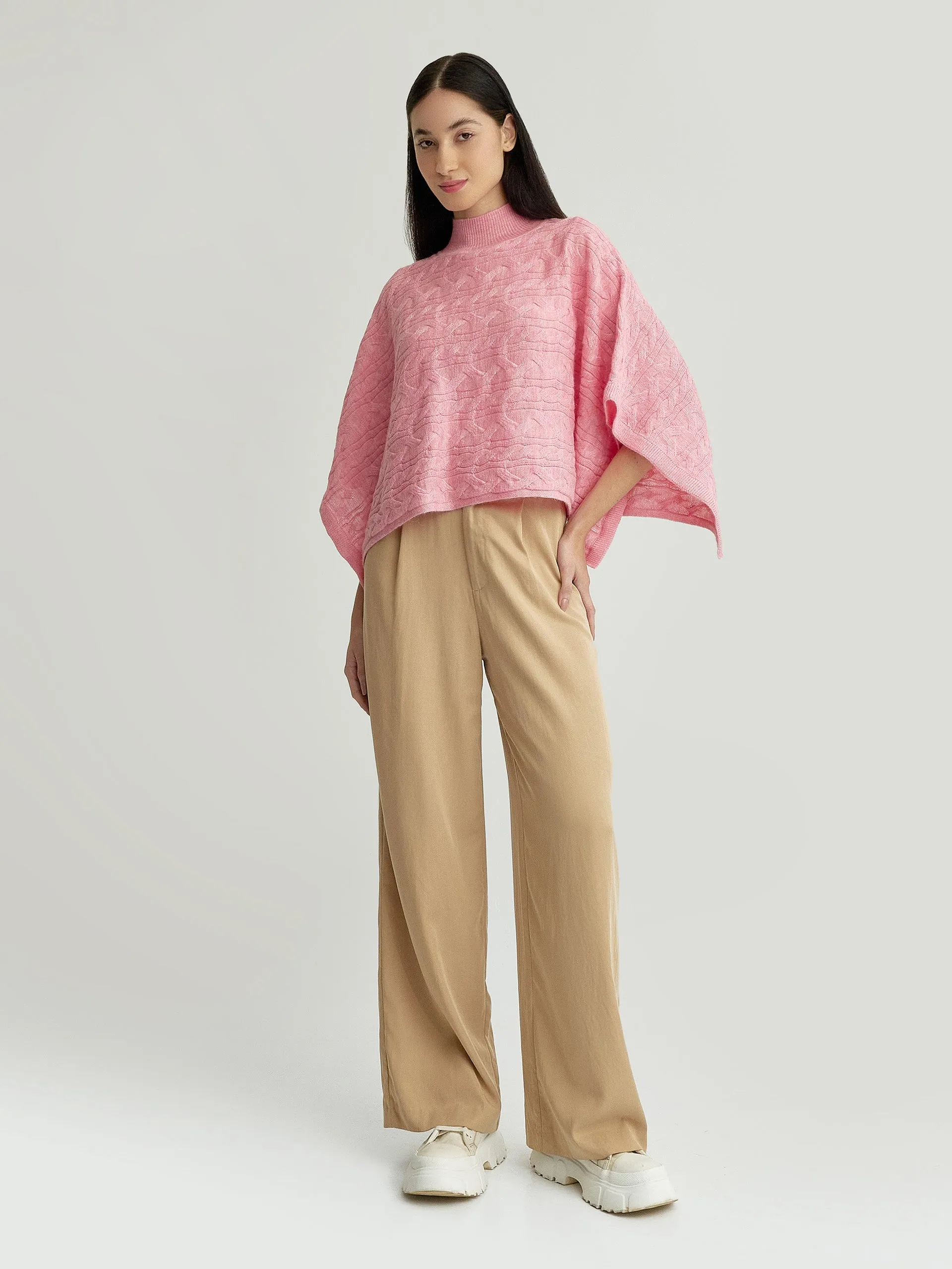 Yanina Poncho Baby Alpaca Color Pink