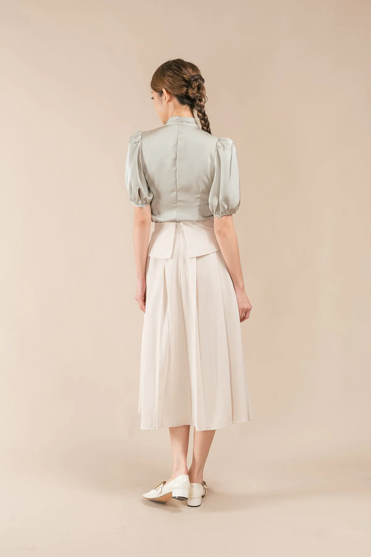 Yuline Chinese Knot Layered Maxi Pleated Skirt