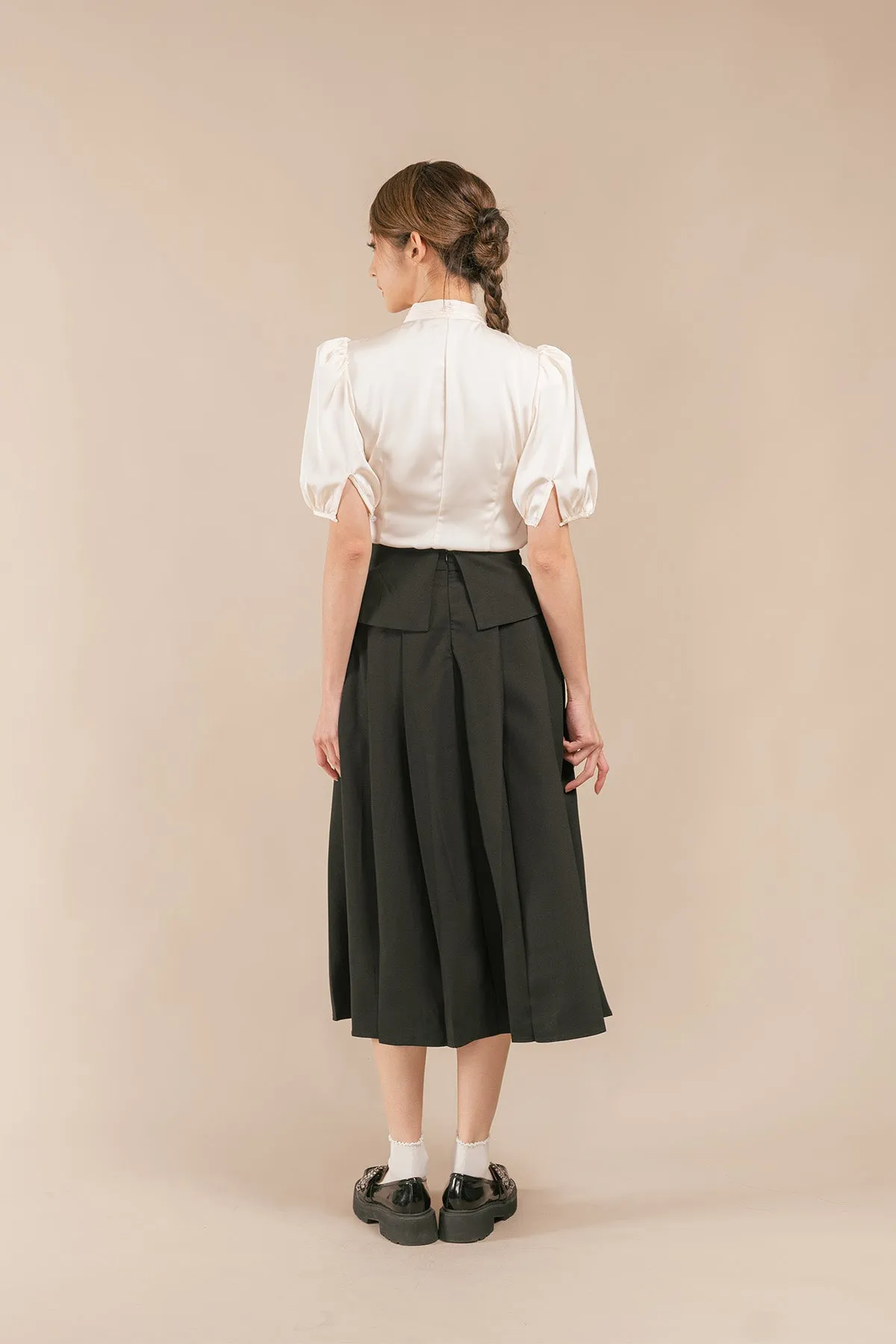 Yuline Chinese Knot Layered Maxi Pleated Skirt