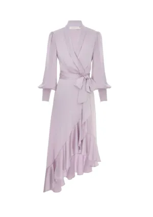 ZIMMERMANN - Light Lavender Silk Wrap Midi Dress