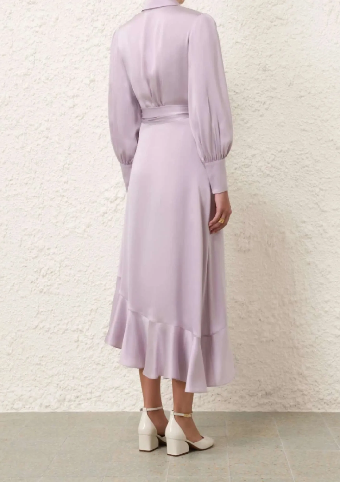 ZIMMERMANN - Light Lavender Silk Wrap Midi Dress