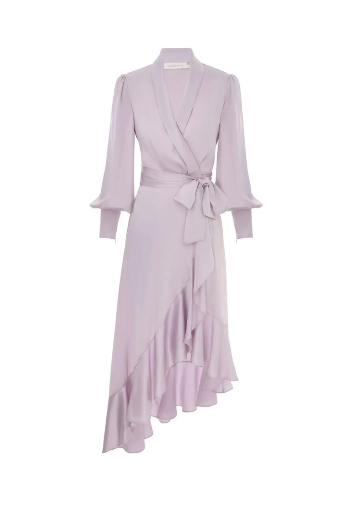 ZIMMERMANN - Light Lavender Silk Wrap Midi Dress