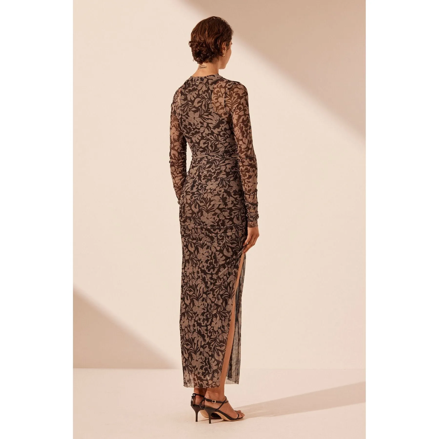 Zoe Long Sleeve Gathered Midi dress