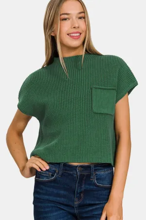 Zoe Mock Neck Short Sleeve Cropped Sweater